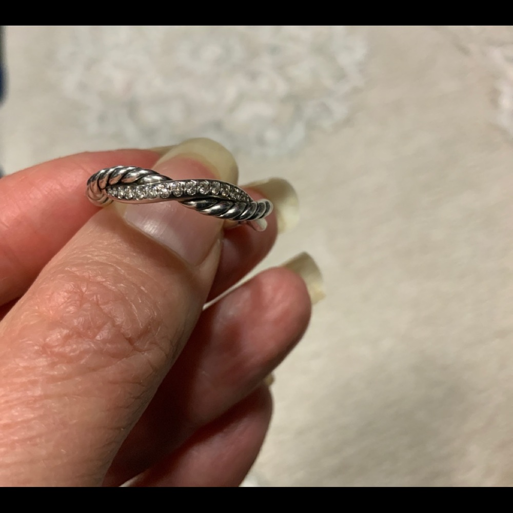 David Yurman Petite Infinity Twisted Diamond Ring Size 8